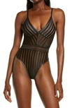Mapalé Women's Stripe Mesh Bodysuit In Black
