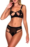 Hauty Stretch The Truth Longline Bra & High Waist Panty Set In Black