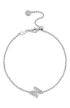 Lafonn Simulated Diamond Pavé Initial Bracelet In Silver/ White N