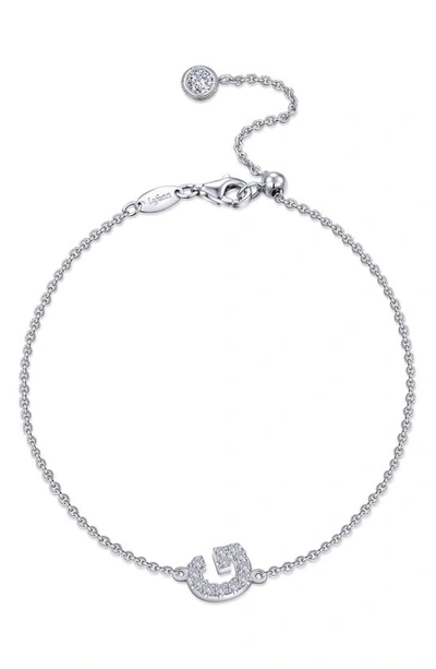 Lafonn Simulated Diamond Pavé Initial Bracelet In Silver/ White G
