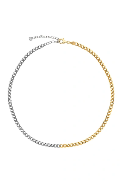 Gabi Rielle 14k Gold Vermeil & Sterling Silver Dual Link Choker/ Adjustable Necklace In Gold And Silver