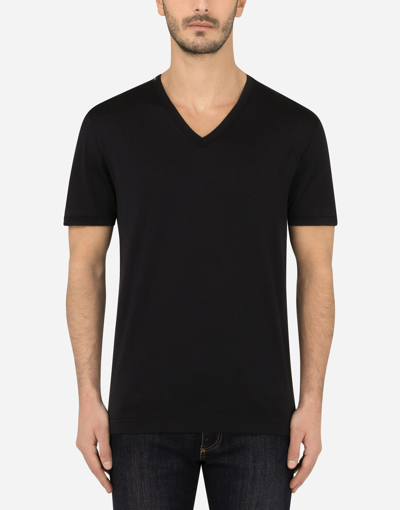 Dolce & Gabbana T-shirt Scollo V In Blue