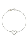 Suzy Levian 14k White Gold Pave Diamond Open Heart Bracelet In White