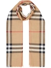 Burberry Lightweight Check Wool And Silk Scarf In Black Archive Beige