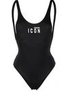 Dsquared2 Logo-print Stretch-design One-piece In Grey