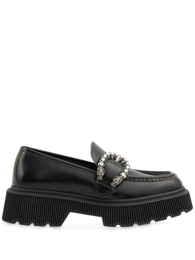 Gucci Crystal-embellished Chunky Loafers In Bianco