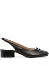 Maison Margiela Chunky Heel Leather Slingback Pumps In Blanc