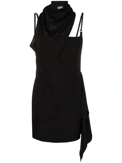 Off-white Scarf Detail Sleeveless Dress In Black