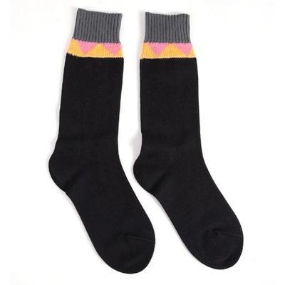 Prada Chevron Stripe Ankle Socks In Black+iron