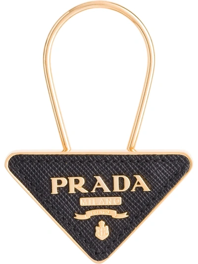Prada Logo Pendant Keyring In Nero