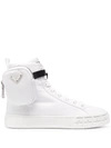 Prada Wheel Zipped-pouch High-top Re-nylon Trainers In Nero