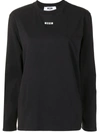 Msgm Black Impact Mini Logo Long Sleeve T-shirt In Nero