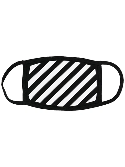 Off-white Diagonal Stripes Face Mask In Black