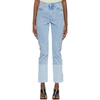 OFF-WHITE BLUE TWO-TONE STRAIGHT-LEG JEANS