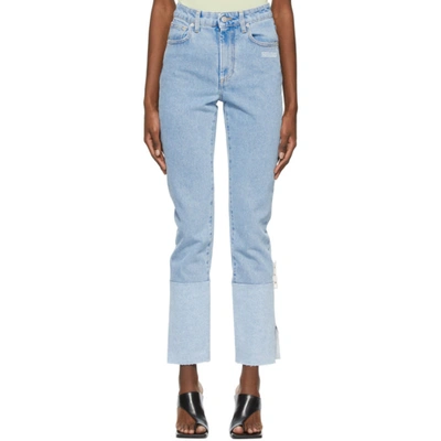 Off-white Blue Two-tone Straight-leg Jeans