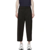 VERSACE JEANS COUTURE BLACK WOOL LOGO RIBBON WIDE TROUSERS