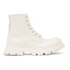 ALEXANDER MCQUEEN WHITE LEATHER WANDER BOOTS