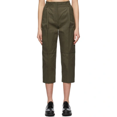 Alexander Mcqueen Khaki Cotton Gabardine Culotte Trousers In 3009 Khaki