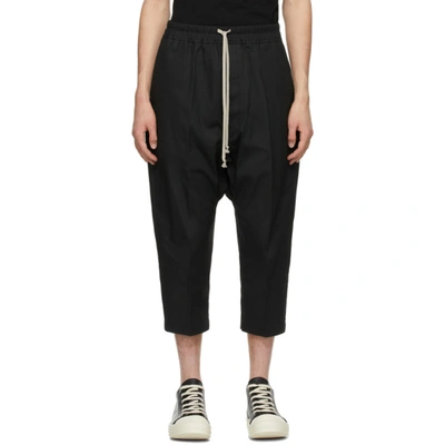 Rick Owens Drawstring-fastening Cropped Tailored Trousers In 09 Black
