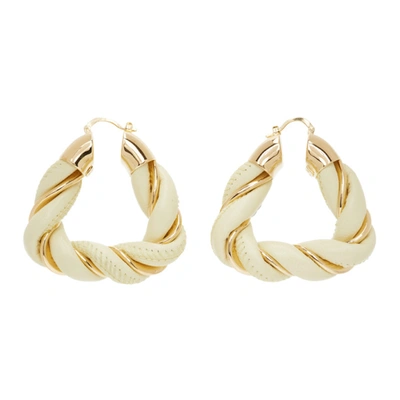 Bottega Veneta Square Twist Gold-plated And Leather Hoop Earrings