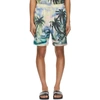 Palm Angels Paradise Print Drawstring Mesh Shorts In Multicolor