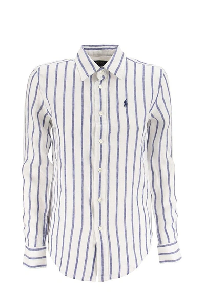 Ralph Lauren Relaxed Fit Striped Linen Shirt In Blue