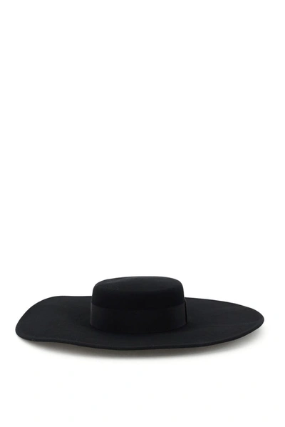 Ruslan Baginskiy Large-brimmed Felt Canotier Hat In Black