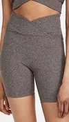 YEAR OF OURS RIBBED V WAIST BIKER SHORTS HEATHERED GREY,YEARO30140
