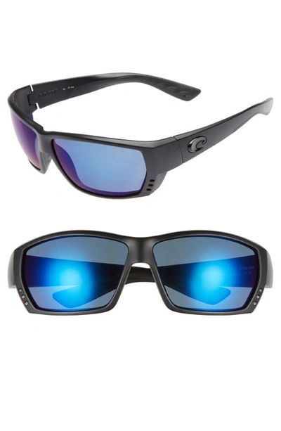 Costa Del Mar Tuna Alley 60mm Polarized Sunglasses In Blackout/ Blue Mirror