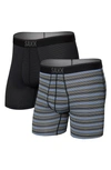 Saxx Quest Quick Dry 2-pack Mesh Boxer Briefs In Sunrise Stripe/ Black Ii