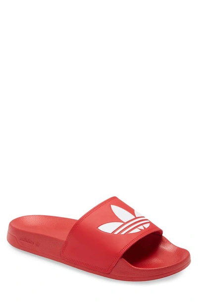 Adidas Originals Adilette Lite Slide Sandals In Scarlet/white/scarlet