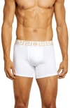 Versace Greca Waistband Boxer Briefs In White