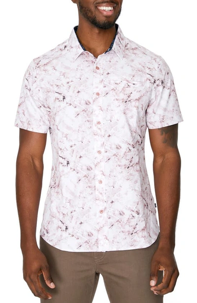 7 Diamonds Crystal Cove Short Sleeve Button-up Performance Shirt In Stone Rose