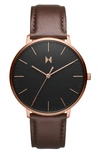 Mvmt Men's Legacy Slim Grizzly Brown Leather Strap Watch In Black/ Brown