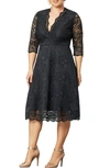 Kiyonna Women's Plus Size Mademoiselle Lace Dress In Onyx