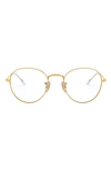 Ray Ban Metal Round Frame Anti Blue Ray Optical Glasses In Metallic