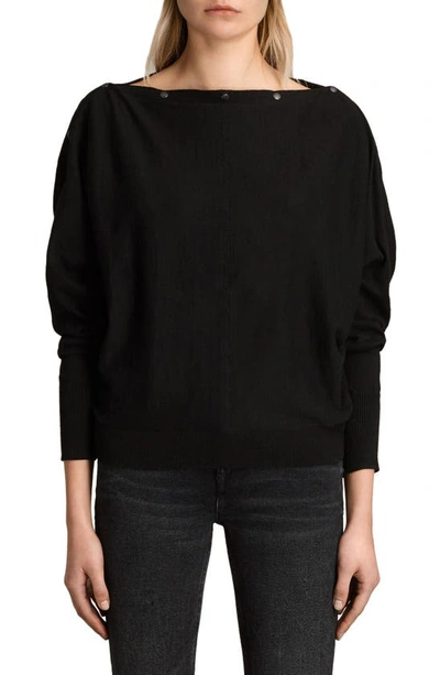 Allsaints Eli Button-trim Sweater In Black