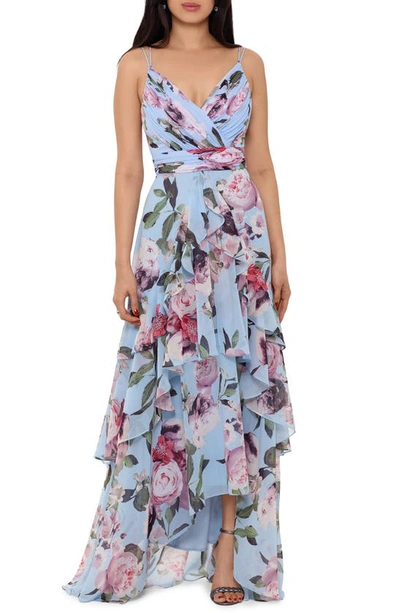 xscape light blue dress Xscape Women's Satin Tie Neck Gown, Black, 12 main image 0
