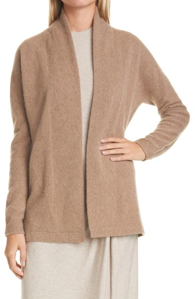 Vince Open Front Boiled Cashmere Cardigan In Heather Chestnut