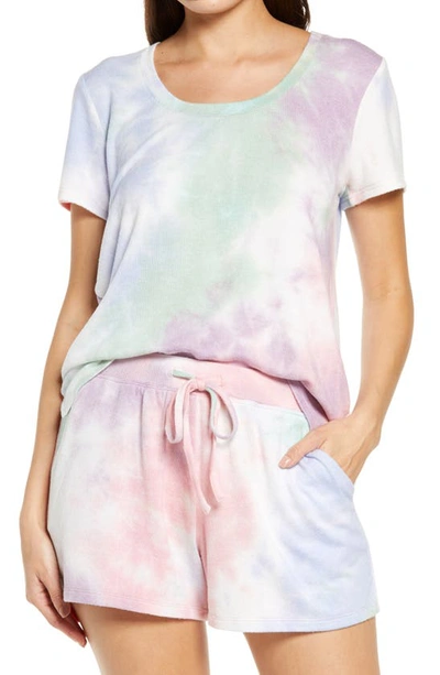 Bp. Scoop Neck Hacci Knit Sleep T-shirt In Pink Powder Tie Dye