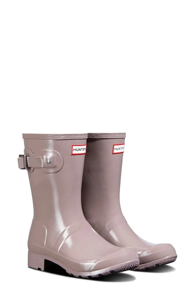 Hunter Original Tour Short Gloss Packable Rain Boot In Atlantis