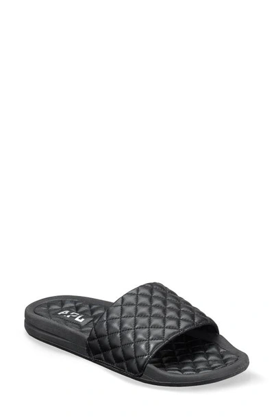 Apl Athletic Propulsion Labs Lusso Logo-embossed Leather Slides In Black