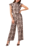 1.state Flutter Sleeve Mock Neck Jumpsuit In Birch Multi