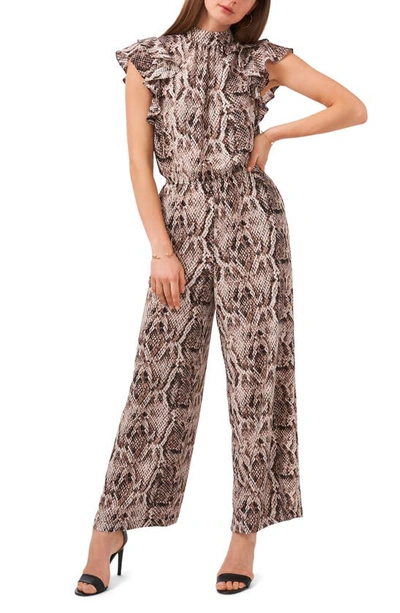 1.state Flutter Sleeve Mock Neck Jumpsuit In Birch Multi