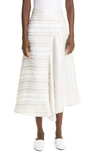 Co A-line Linen Midi Skirt - Taupe Stripe