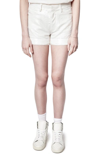 Zadig & Voltaire Storm Sequin-embellished Shorts In White