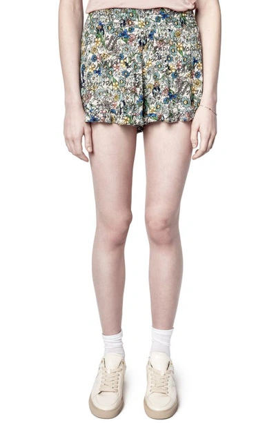 Zadig & Voltaire Sophie Crinkle Flower Shorts In White