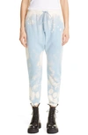 R13 Bleached Dropped Crotch Track Trousers In Bleached Light Blue