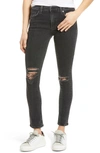 ASKK NY JAX HIGH WAIST RIPPED ANKLE SKINNY JEANS,W1120K927