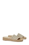 TORY BURCH LOGO WOVEN ESPADRILLE SLIDE SANDAL,80919